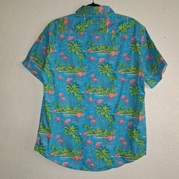 Denim And Flower Pink Flamingo Button Down Large Slim Fit - Picture 2 of 8